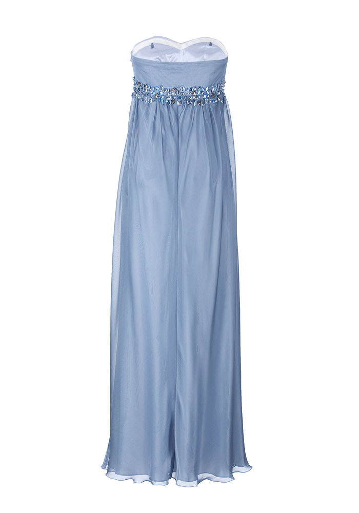 Q6909 Kleid Bandeaukleid Abendkleid Chiffonkleid APART taubenblau Gr